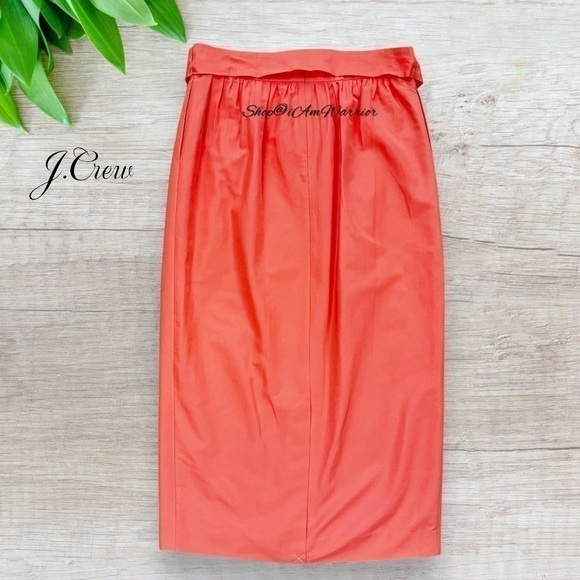 J.Crew NWT tie waist guava coral cotton/silk faille midi skirt @shop@iamwarrior - Picture 6 of 11